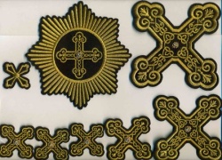 Набор крестов, иерейский, ОКРУГЛАЯ ПЛЕТЕНКА, черный с золотом, 14 шт Набор крестов, иерейский, ОКРУГЛАЯ ПЛЕТЕНКА, черный с золотом, 14 шт