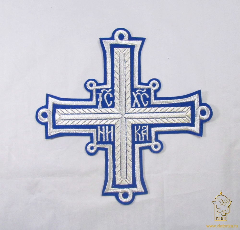 Крест Престол/Жертвенник ПЕТЕЛЬНЫЙ, синий с серебром, 27 см