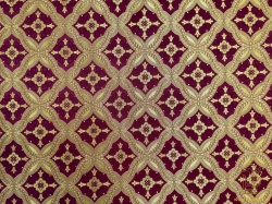 Шелк КРУЖЕВНИЦА, бордо с золотом, шир. 150 см, Рахманово
