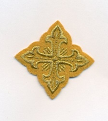 Крест 4 ОСТРЫЙ, желтый с золотом,6-7 см