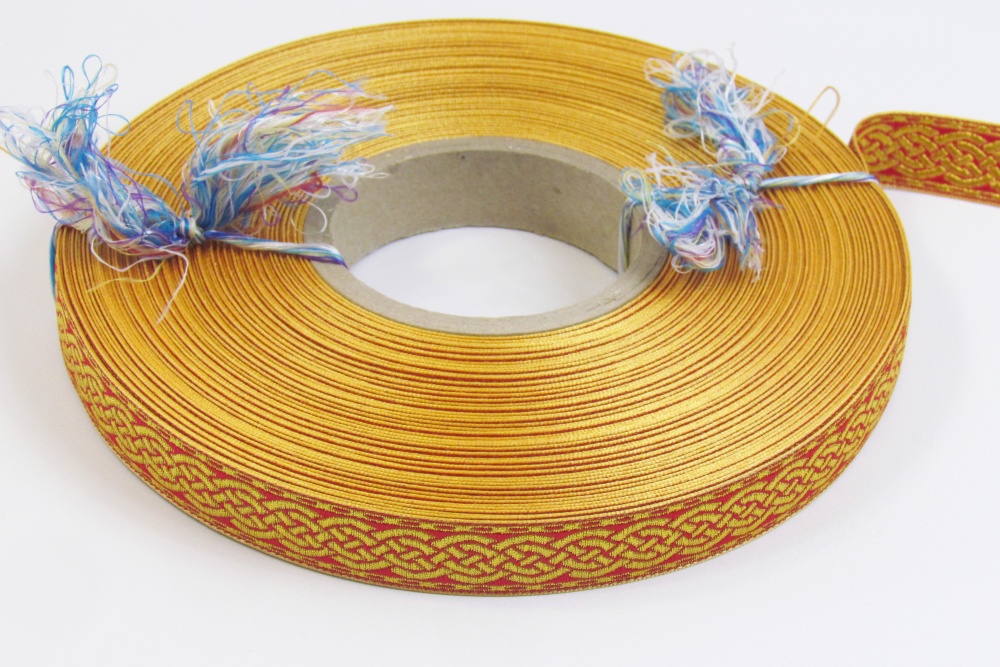 Галун ПЛЕТЕНКА, красный с золотом, шир. 2,2 см, РА