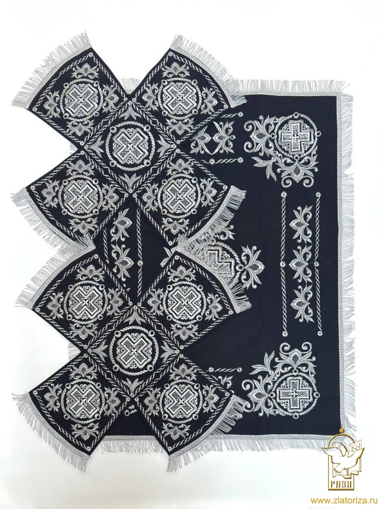 Покровцы габардин, НИКОЛЬСКИЙ, черные с серебром, вышитые