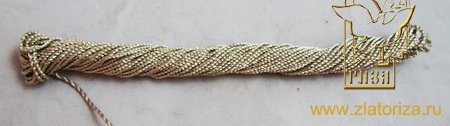 Шнур серебро, металл, 1,2 мм, арт 8 PLY silver dori, витой