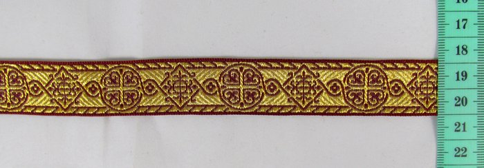 Галун ВИЗАНТИЯ, бордо с золотом, шир. 2,1 см, ФР
