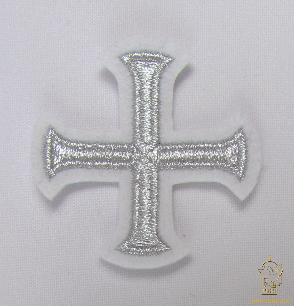 Крест 4 БУЛАТ белый с темным серебром, 6 см, ВИО