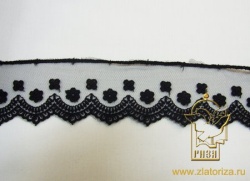 КрКружево 58, на сетке, синтетическое, шир. 5 см, черное