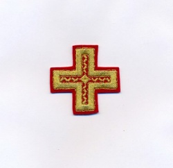 Крест 4 НОВГОРОДСКИЙ КРЕСТ, красный с золотом,6-7 см