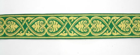 Галун АФИНЫ, зеленый с золотом, шир. 4 см, ФР