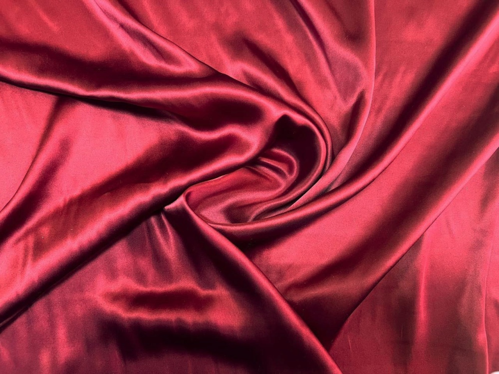 Шелк атлас натуральный, бордо, шир. 110 см