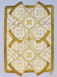 Покровцы парча Оренбург, цвет - белый с золотом