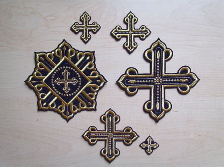 Набор крестов КАНОН W 002, иерейский, черный с серебром, 14 шт,