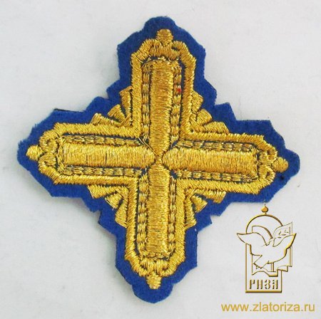 Крест 4 КВАДРАТ, синий с золотом,6-7 см