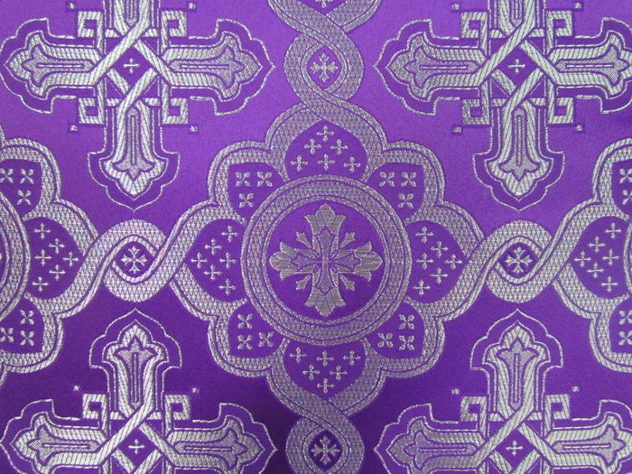 Парча ПОДСОЛНУХ, фиолетовая с серебром, шир. 150 см, Рахманово