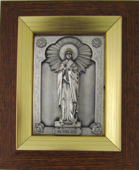 Икона Анна святая праведная, серебрение (метод гальванопластики), багет