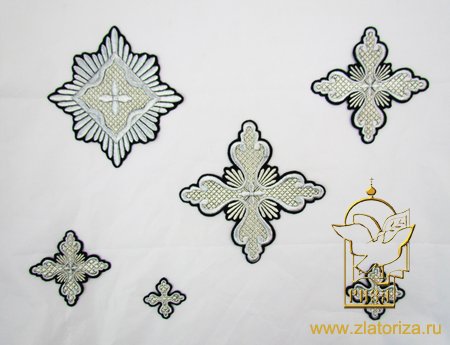 Набор крестов, иерейский, ЛИСТЬЯ, черный с серебром, 14 шт, арт. 22142
