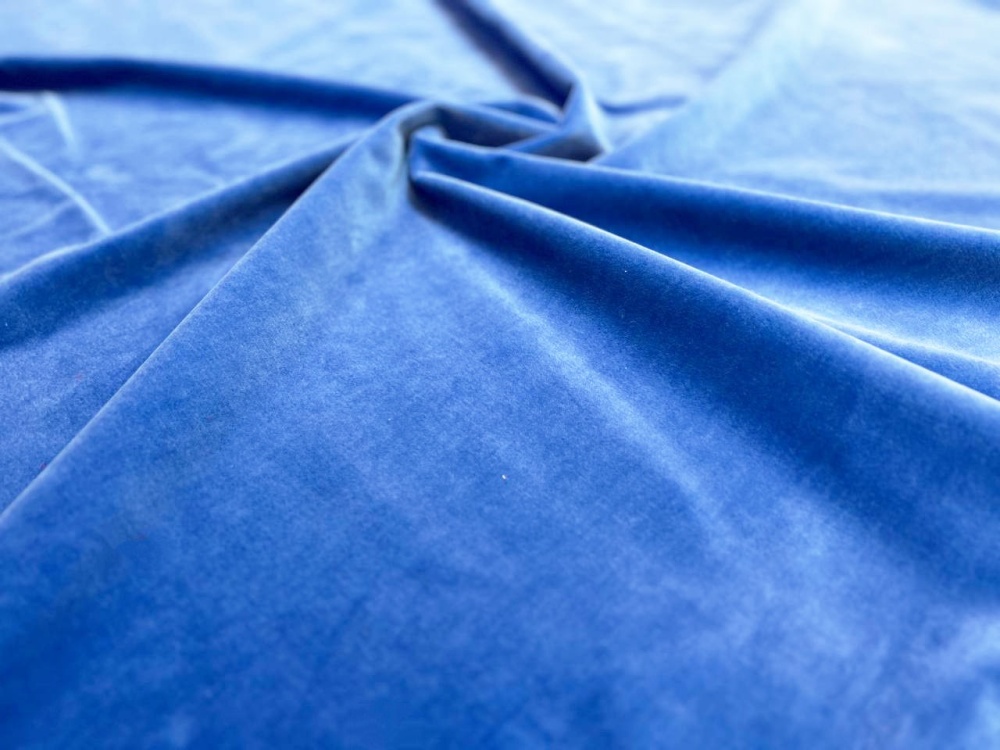 Бархат голубой, х/б, шир. 150 см