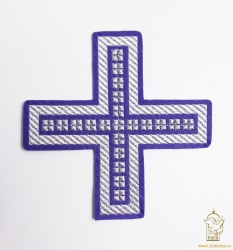 Крест 1 ПРЯМОЙ с кубиками, фиолетовый с серебром,14,5 -16 см Крест 1 ПРЯМОЙ с кубиками, фиолетовый с серебром,14,5 -16 см