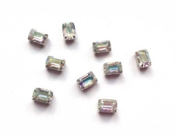 Стразы пришивные, в цапах, ПРЯМОУГОЛЬНИК, стекло, цвет бензин