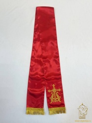 Закладка вышитая, креп, красная с золотом, шир. 13 см Закладка вышитая, креп, красная с золотом, шир. 13 см