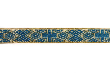 Галун РОМБ, голубой с золотом, шир. 2 см, ИНДИЯ
