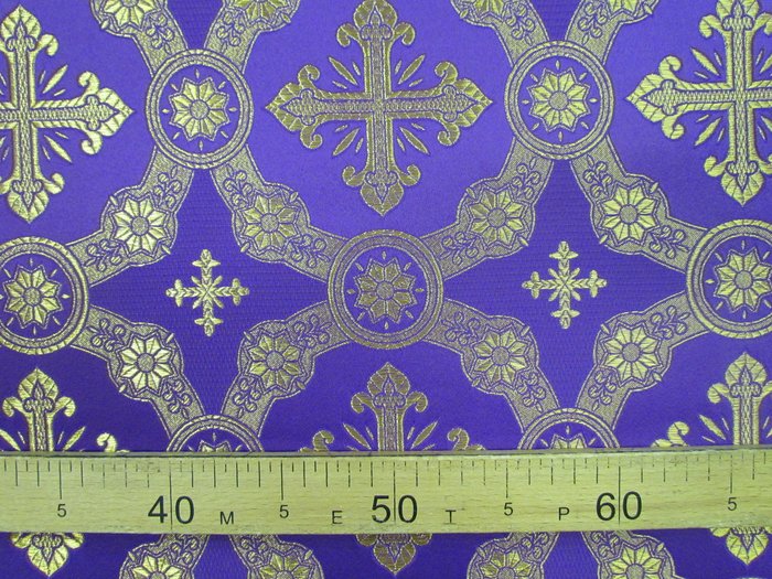 Парча ГУСЛИЦА, фиолетовая с золотом, шир. 150 см, Рахманово