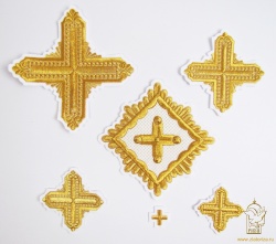 Набор крестов, иерейский, КВАДРАТ, белый с золотом, 14 шт