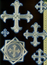 Набор крестов, иерейский, ЛУКОШКО, синий с серебром, 14 шт Набор крестов, иерейский, ЛУКОШКО, синий с серебром, 14 шт