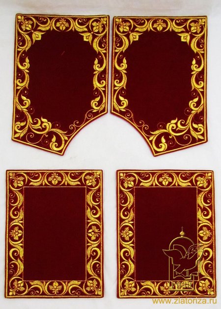 Скрижали бордо, красные, бархат вышивка