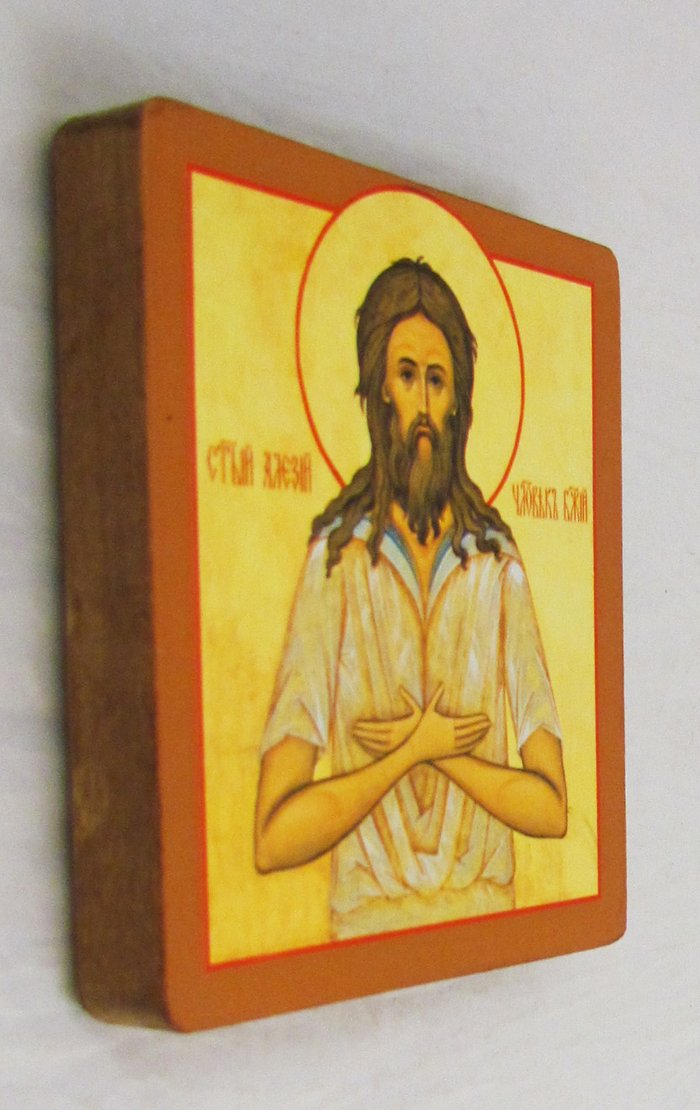 Икона Алексий Человек Божий святой преподобный 9х10,5 прямая печать на дереве левкас, 3-5-004