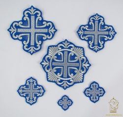 Набор крестов ПОКРОВСКИЙ W 108, иерейский, синий с серебром, 14 шт,
