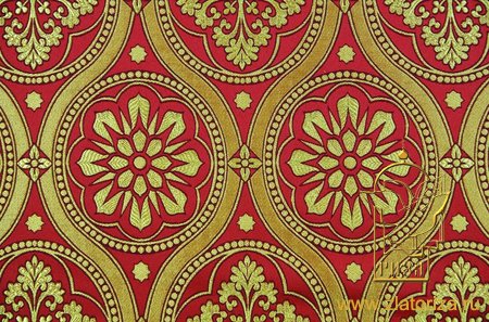 Парча ВИЗАНТИЯ, красная с золотом, шир. 150 см, Рахманово