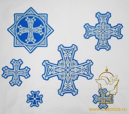 Набор крестов, иерейский, ВАСИЛЬЕВСКИЙ, голубой с серебром, 14 шт, арт. 22714