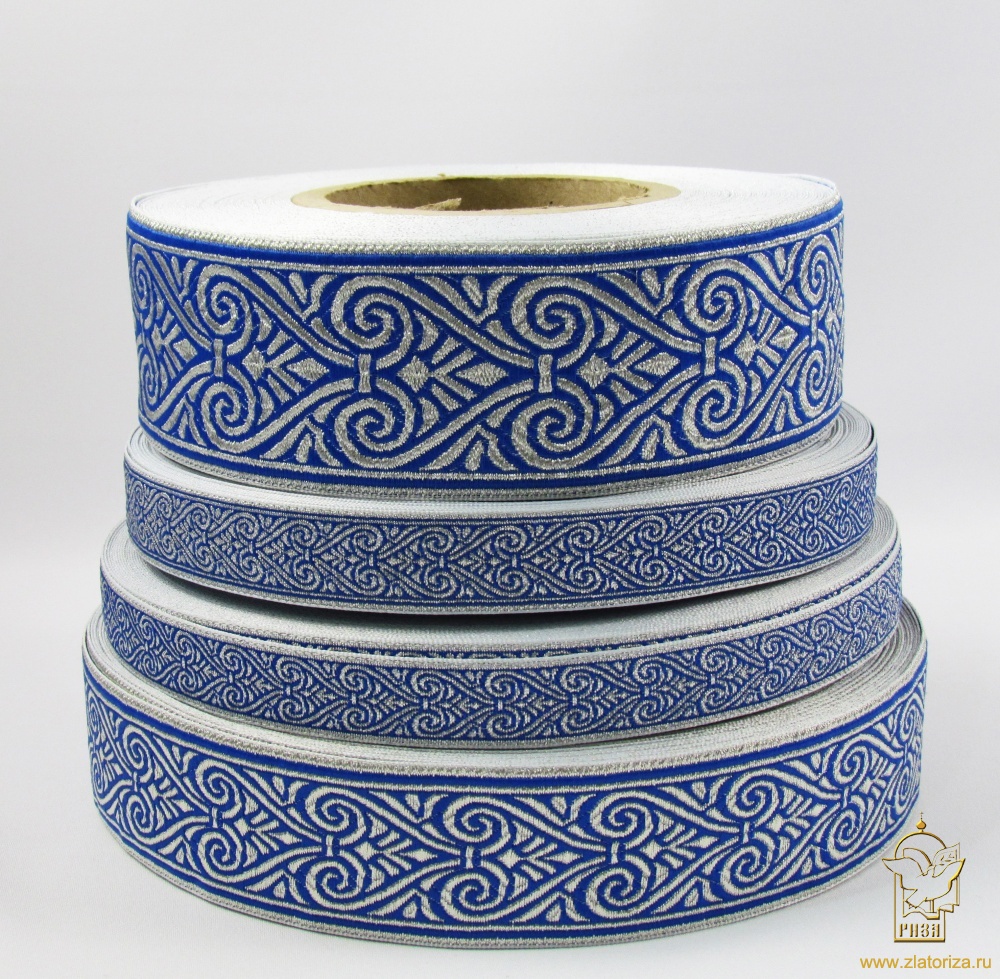 Галун АФИНЫ, синий с серебром, шир. 2,2 см, РА