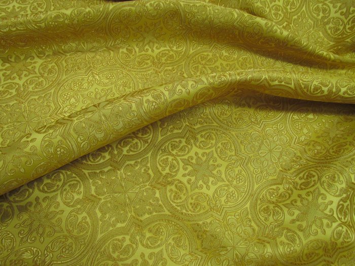 Парча ШУЙСКАЯ, желтая с золотом, шир. 150 см, Рахманово