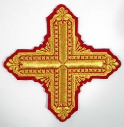 Крест 1 КВАДРАТ, красный с золотом,14,5 -16 см