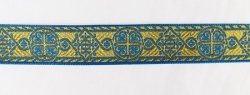 Галун ВИЗАНТИЯ, голубой с золотом, шир. 2,3 см, ФР