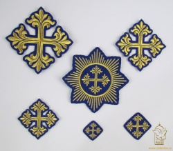 Набор крестов, иерейский, ВИФЛЕЕМ, синий с золотом, 14 шт, арт. 22795