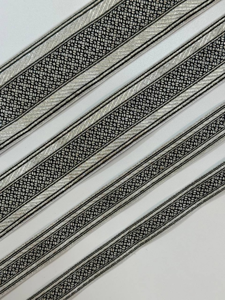 Галун РОМАШКА, черный с серебром, шир. 5 см, РА