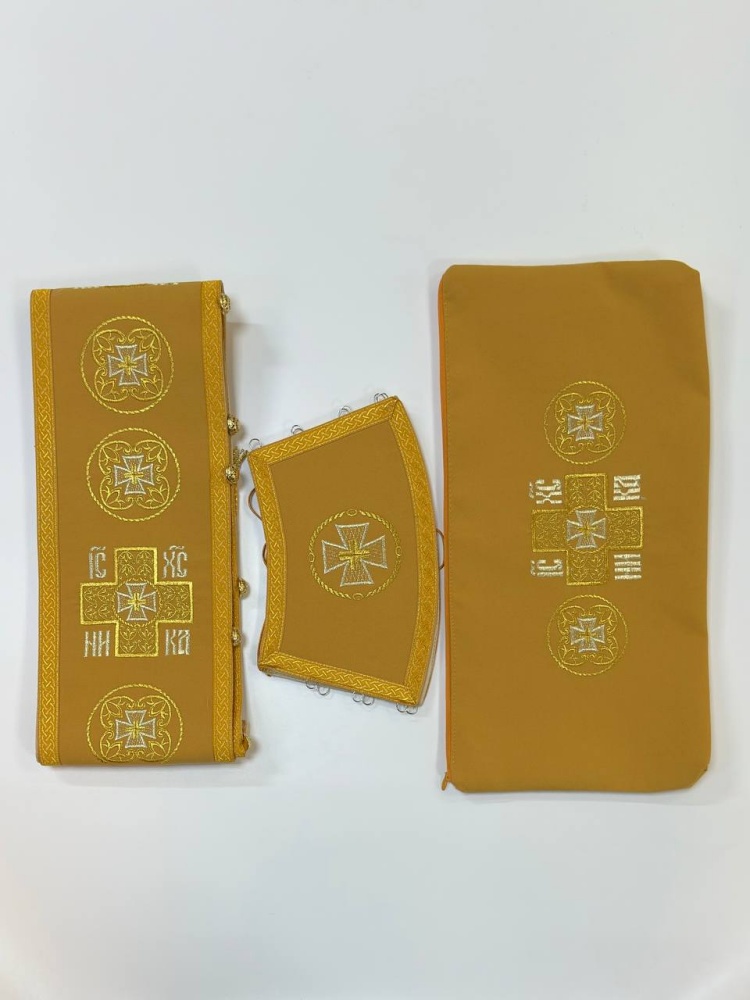 Епитрахиль + поручи, желтая с золотом, вышитая, с сумочкой
