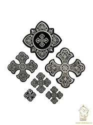 Набор крестов, иерейский, УЗОРНЫЙ, черный с серебом, 14 шт