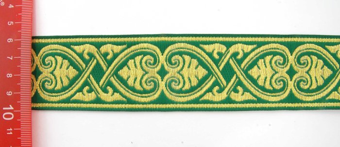 Галун АФИНЫ, зеленый с золотом, шир. 4 см, ФР