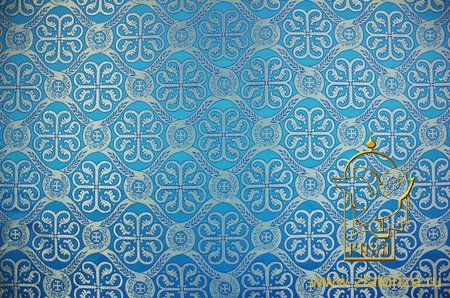 Парча РАСЦВЕТШИЙ КРЕСТ, голубая с серебром, шир. 150