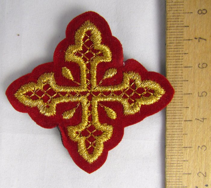 Крест 4 ВОЛОГОДСКИЙ, красный с золотом,6-7 см