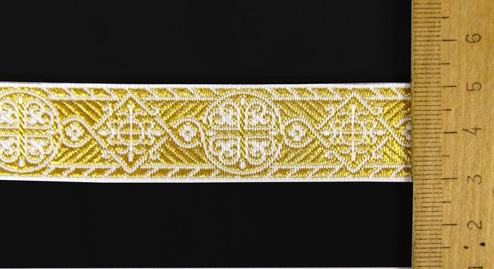 Галун ВИЗАНТИЯ, белый с золотом, шир. 2,3 см, ФР