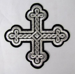 Крест 2 ОКРУГЛАЯ ПЛЕТЕНКА, черный с серебром,10-12 см