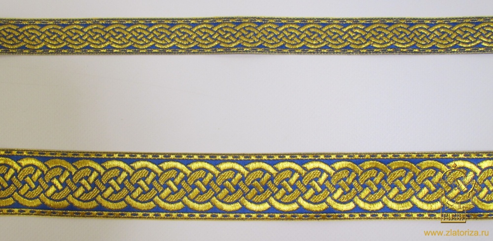 Галун ПЛЕТЕНКА, синий с золотом, шир. 4 см, РА