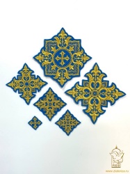 Набор крестов, иерейский, ВИЗАНТИЯ, голубой с золотом, 14 шт