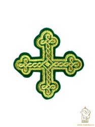 Крест 3 ОКРУГЛАЯ ПЛЕТЕНКА, зеленый с золотом,8-9 см Крест 3 ОКРУГЛАЯ ПЛЕТЕНКА, зеленый с золотом,8-9 см