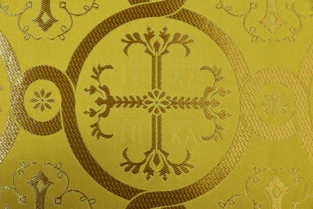 Шелк НИКА, желтый с золотом, шир. 160 см