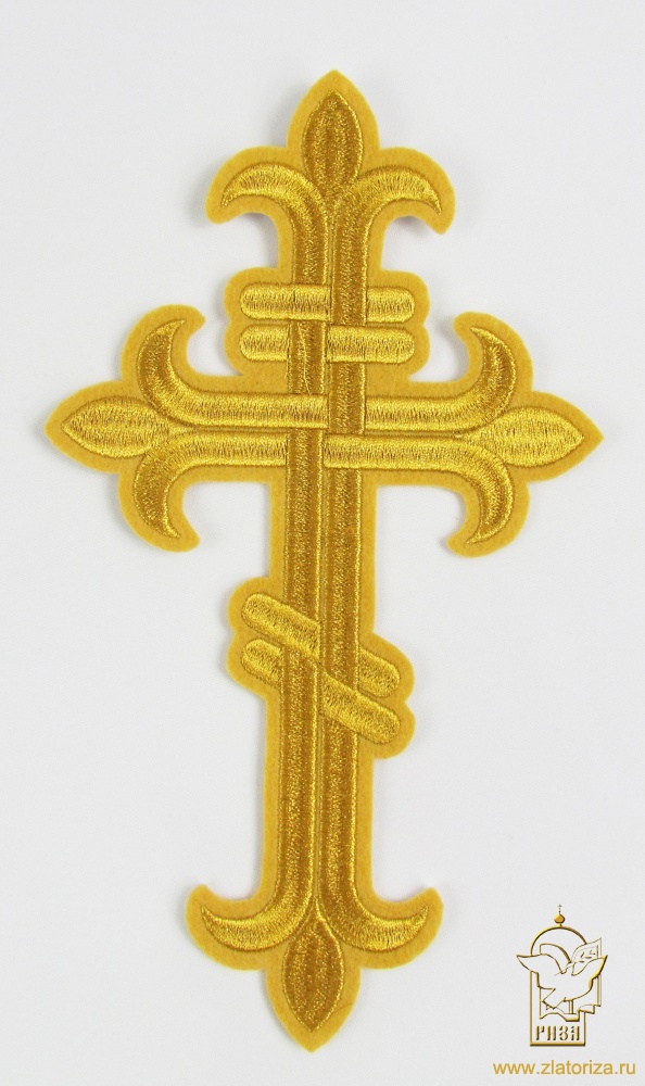 Крест Аналойный восьмиконечный, горчица с золотом, высота 25 см